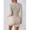 imageSweatyRocks Womens V Neck Long Sleeve Knit Dress Casual Slim Fit Mini Pencil DressesApricot