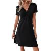 imageSweatyRocks Womens Casual Short Sleeve V Neck Tee Shirt Dress Twist Front A Line Short DressesBlack