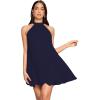imageSweatyRocks Womens Casual Sleeveless Tie Back Halter Dress Mini Swing Pleated Aline Loose DressDark Blue