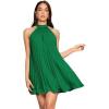 imageSweatyRocks Womens Casual Sleeveless Tie Back Halter Dress Mini Swing Pleated Aline Loose DressDark Green