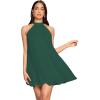 imageSweatyRocks Womens Casual Sleeveless Tie Back Halter Dress Mini Swing Pleated Aline Loose DressDeep Green
