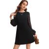imageSweatyRocks Womens Elegant Mesh Contrast Long Sleeve A Line Mini Short DressBlack