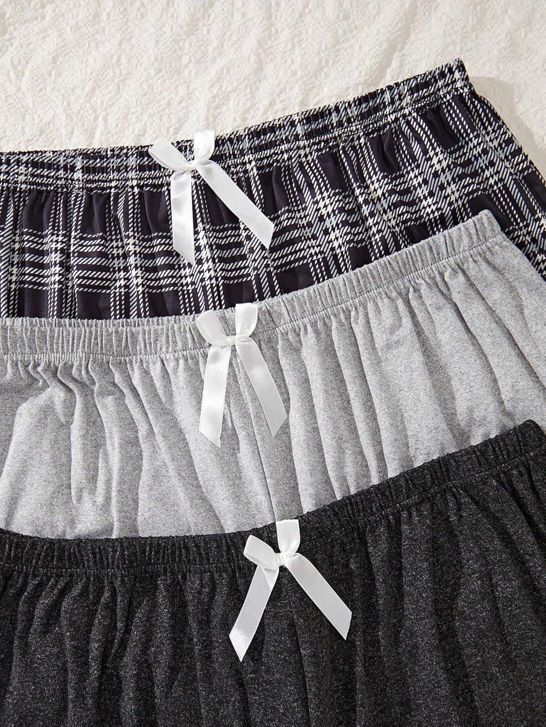 imageSweatyRocks Womens 3 Pack Plus Size Pajama Shorts Elastic High Waisted Lounge Sleep ShortsMulticolor