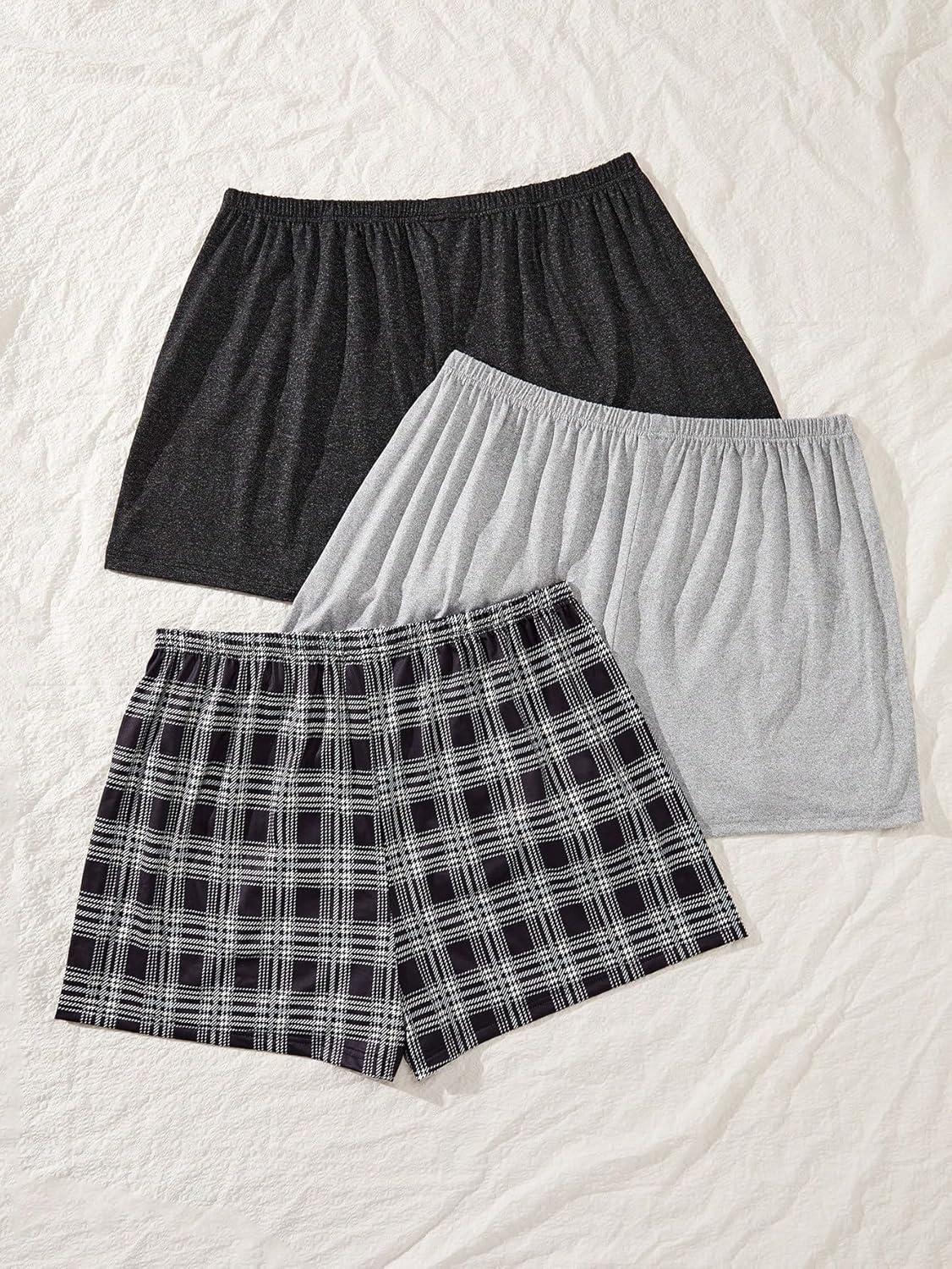 imageSweatyRocks Womens 3 Pack Plus Size Pajama Shorts Elastic High Waisted Lounge Sleep ShortsMulticolor
