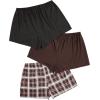 imageSweatyRocks Womens 3 Pack Plus Size Pajama Shorts Elastic High Waisted Lounge Sleep ShortsBlack and Brown