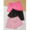 imageSweatyRocks Womens 3 Pack Plus Size Pajama Shorts Elastic High Waisted Lounge Sleep ShortsPink and Black