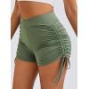 imageSweatyRocks Womens Drawstring Side Ruched Biker Shorts Solid High Waisted Yoga Workout Athletic ShortsArmy Green