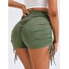 imageSweatyRocks Womens Drawstring Side Ruched Biker Shorts Solid High Waisted Yoga Workout Athletic ShortsArmy Green
