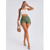 imageSweatyRocks Womens Drawstring Side Ruched Biker Shorts Solid High Waisted Yoga Workout Athletic ShortsArmy Green