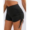 imageSweatyRocks Womens Drawstring Side Ruched Biker Shorts Solid High Waisted Yoga Workout Athletic ShortsBlack
