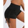imageSweatyRocks Womens Drawstring Side Ruched Biker Shorts Solid High Waisted Yoga Workout Athletic ShortsBlack