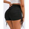 imageSweatyRocks Womens Drawstring Side Ruched Biker Shorts Solid High Waisted Yoga Workout Athletic ShortsBlack