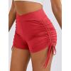imageSweatyRocks Womens Drawstring Side Ruched Biker Shorts Solid High Waisted Yoga Workout Athletic ShortsRed
