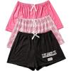 imageSweatyRocks Womens 3 Pack Plus Size Pajama Shorts Elastic High Waisted Lounge Sleep ShortsPink and Black