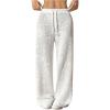 imageSweatyRocks Womens Wide Leg Pants Sheer Floral Embroidery Drawstring High Waist Long TrousersWhite