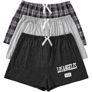 imageSweatyRocks Womens 3 Pack Plus Size Pajama Shorts Elastic High Waisted Lounge Sleep ShortsMulticolor
