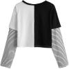 imageSweatyRocks Womens Color Block Butterfly Print Striped Long Sleeve Crop Top T ShirtBlack White Stripe