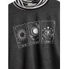 imageSweatyRocks Womens Color Block Butterfly Print Striped Long Sleeve Crop Top T ShirtDeep Grey Stripe