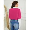 imageSweatyRocks Womens Color Block Butterfly Print Striped Long Sleeve Crop Top T ShirtHot Pink White