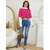 imageSweatyRocks Womens Color Block Butterfly Print Striped Long Sleeve Crop Top T ShirtHot Pink White