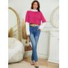 imageSweatyRocks Womens Color Block Butterfly Print Striped Long Sleeve Crop Top T ShirtHot Pink White