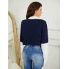 imageSweatyRocks Womens Color Block Butterfly Print Striped Long Sleeve Crop Top T ShirtNavy Blue White