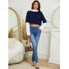 imageSweatyRocks Womens Color Block Butterfly Print Striped Long Sleeve Crop Top T ShirtNavy Blue White