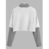 imageSweatyRocks Womens Color Block Butterfly Print Striped Long Sleeve Crop Top T ShirtStriped White