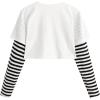 imageSweatyRocks Womens Color Block Butterfly Print Striped Long Sleeve Crop Top T ShirtWhite Skull