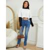 imageSweatyRocks Womens Color Block Butterfly Print Striped Long Sleeve Crop Top T ShirtWhite and Black