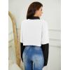 imageSweatyRocks Womens Color Block Butterfly Print Striped Long Sleeve Crop Top T ShirtWhite and Black