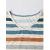 imageSweatyRocks Womens Colorful Striped Drop Shoulder T Shirts V Neck Short Sleeve Retro Tee TopsBlue