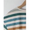imageSweatyRocks Womens Colorful Striped Drop Shoulder T Shirts V Neck Short Sleeve Retro Tee TopsBlue
