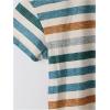 imageSweatyRocks Womens Colorful Striped Drop Shoulder T Shirts V Neck Short Sleeve Retro Tee TopsBlue