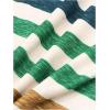 imageSweatyRocks Womens Colorful Striped Drop Shoulder T Shirts V Neck Short Sleeve Retro Tee TopsGreen