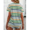imageSweatyRocks Womens Colorful Striped Drop Shoulder T Shirts V Neck Short Sleeve Retro Tee TopsGreen