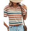 imageSweatyRocks Womens Colorful Striped Drop Shoulder T Shirts V Neck Short Sleeve Retro Tee TopsMulticolor