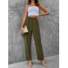 imageSweatyRocks Womens Elegant High Waist Solid Long Pants Office TrousersArmy Green