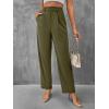 imageSweatyRocks Womens Elegant High Waist Solid Long Pants Office TrousersArmy Green