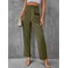 imageSweatyRocks Womens Elegant High Waist Solid Long Pants Office TrousersArmy Green