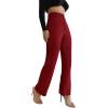 imageSweatyRocks Womens Elegant High Waist Solid Long Pants Office TrousersBurgundy