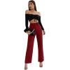 imageSweatyRocks Womens Elegant High Waist Solid Long Pants Office TrousersBurgundy