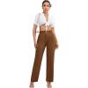 imageSweatyRocks Womens Elegant High Waist Solid Long Pants Office TrousersPlain Brown