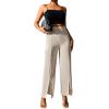 imageSweatyRocks Womens Elegant High Waisted Split Hem Long Pants Straight Leg Zipper Fly Work Office TrousersBeige