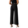 imageSweatyRocks Womens Elegant High Waisted Split Hem Long Pants Straight Leg Zipper Fly Work Office TrousersBlack