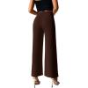 imageSweatyRocks Womens Elegant High Waisted Split Hem Long Pants Straight Leg Zipper Fly Work Office TrousersBrown