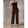 imageSweatyRocks Womens Elegant High Waisted Split Hem Long Pants Straight Leg Zipper Fly Work Office TrousersBrown
