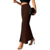 imageSweatyRocks Womens Elegant High Waisted Split Hem Long Pants Straight Leg Zipper Fly Work Office TrousersBrown