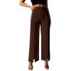 imageSweatyRocks Womens Elegant High Waisted Split Hem Long Pants Straight Leg Zipper Fly Work Office TrousersBrown