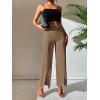 imageSweatyRocks Womens Elegant High Waisted Split Hem Long Pants Straight Leg Zipper Fly Work Office TrousersCemel